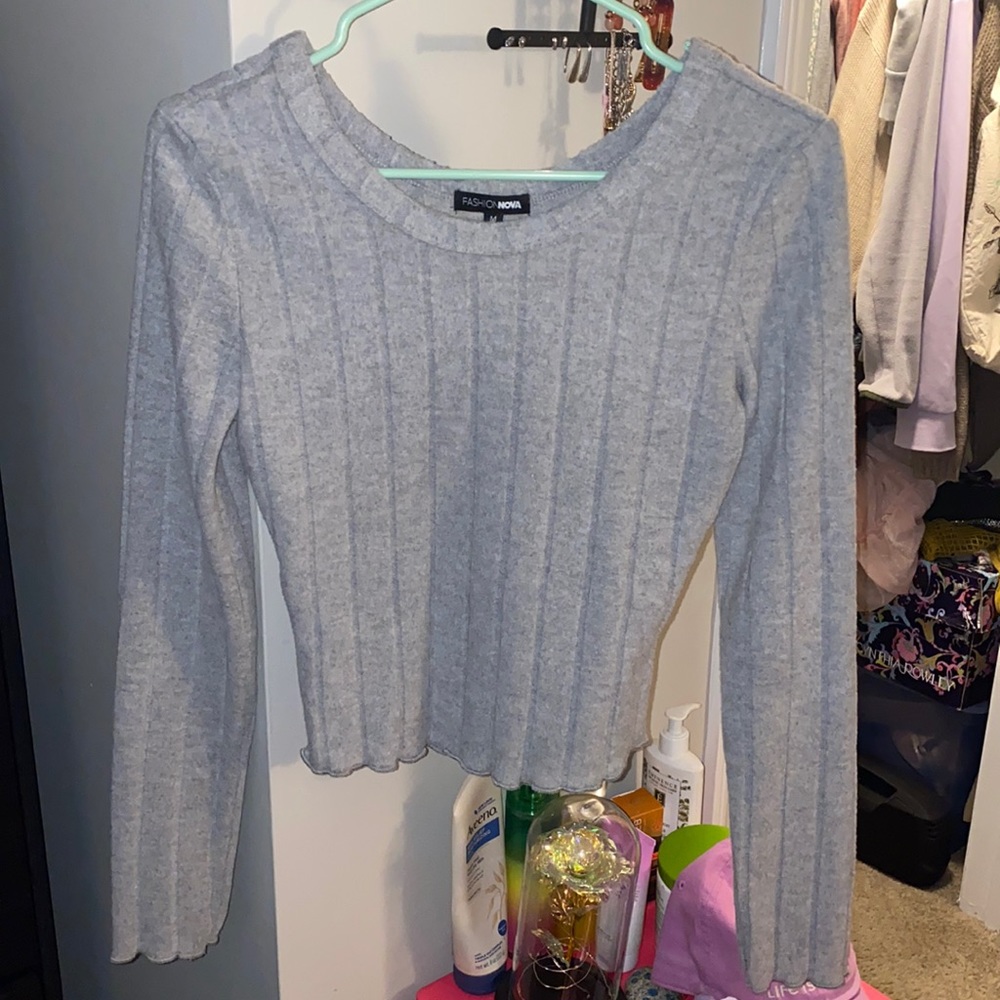 Cropped Sweater- lettuce trim!